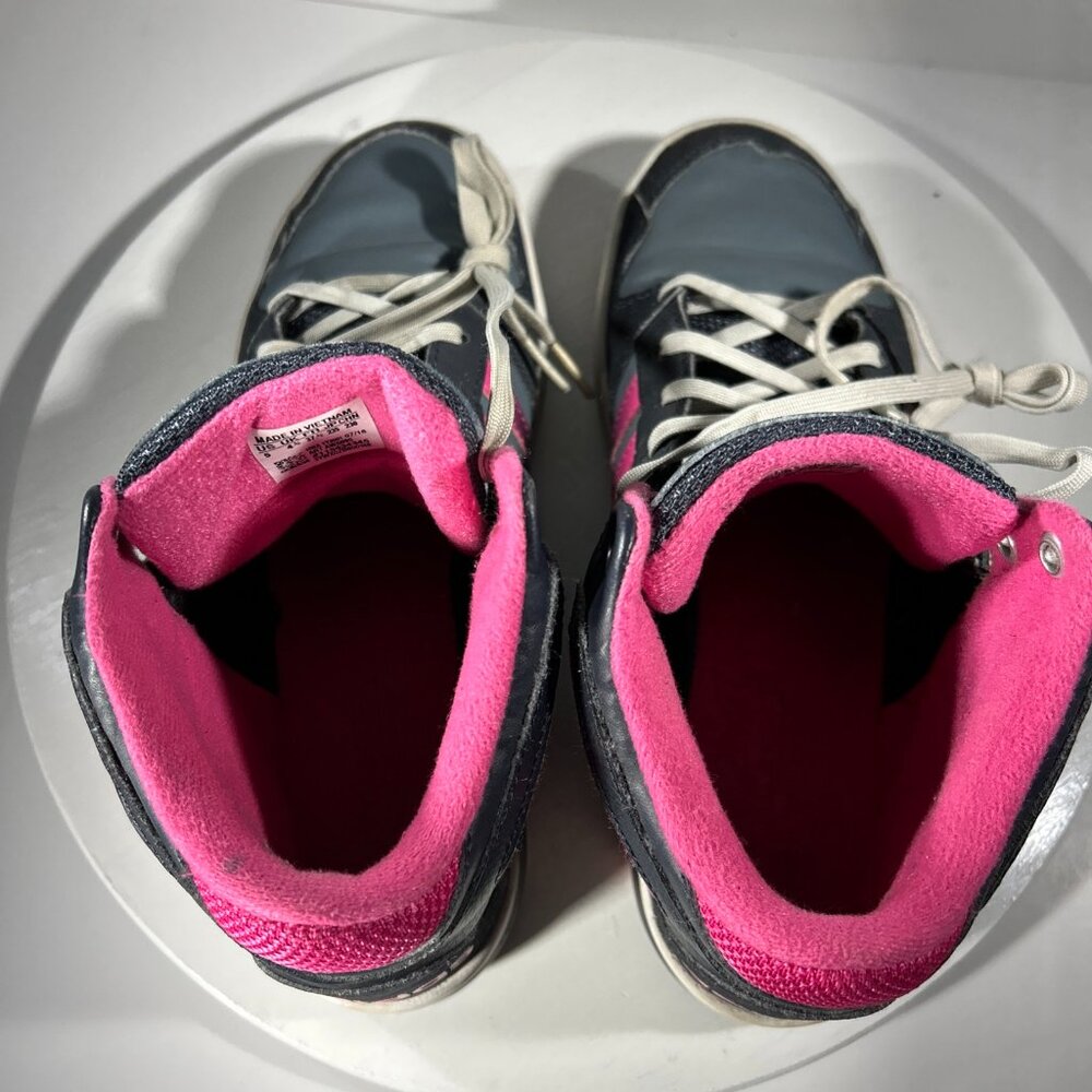 Adidas Neo Girls Fashion Sneakers Hightop Shoes Size 5 Black Gray Pink Youth Gym - Picture 9 of 12